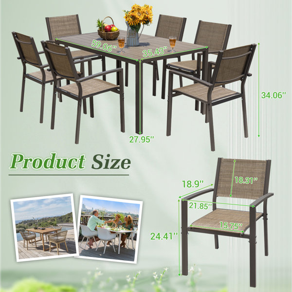 Theanna Rectangular 6 Person 59.06 Long Dining Set